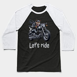 Dog says "Let's ride" Baseball T-Shirt